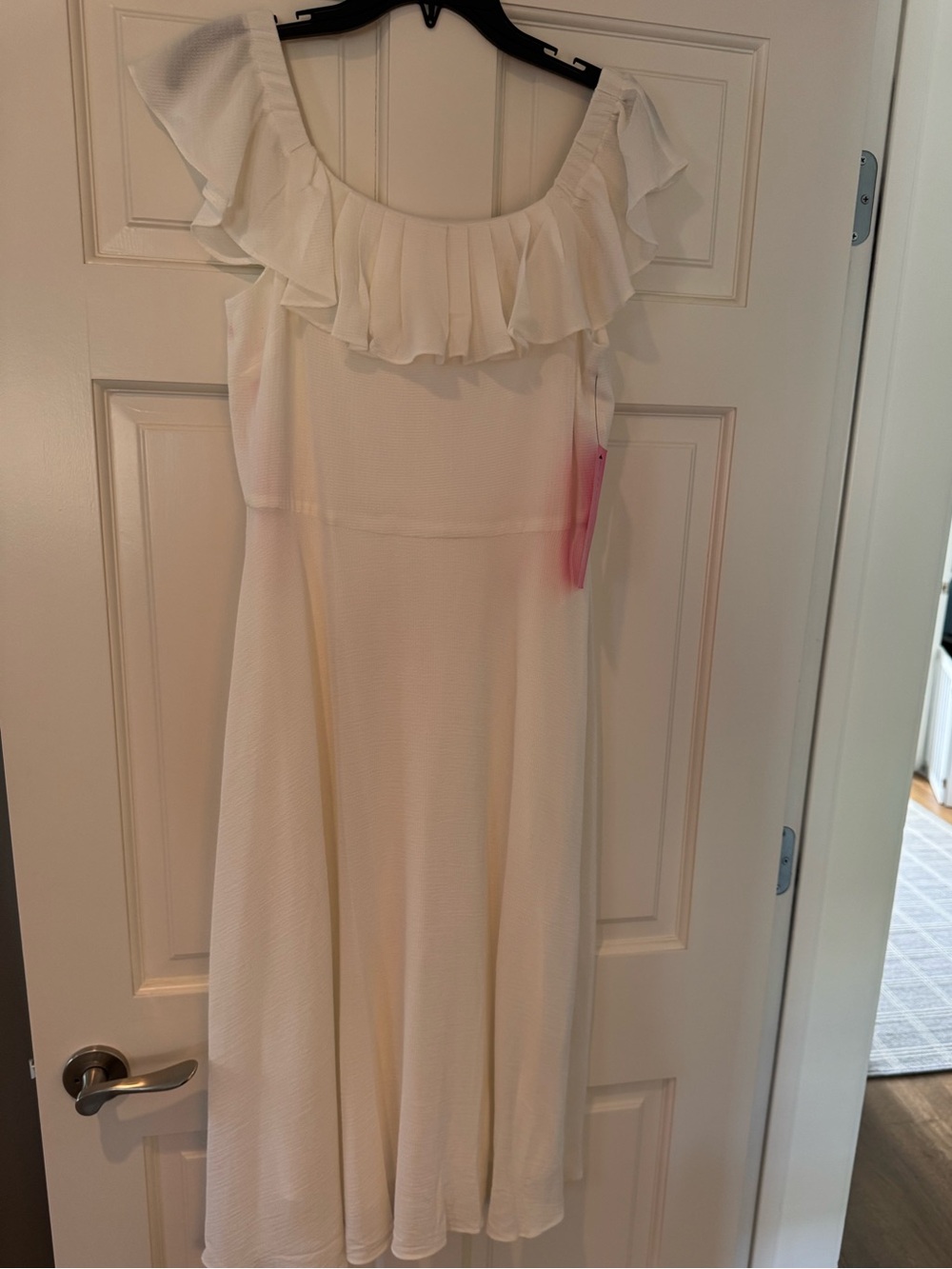 Betsey Johnson Ivory Ruffle-Neck A-Line Dress